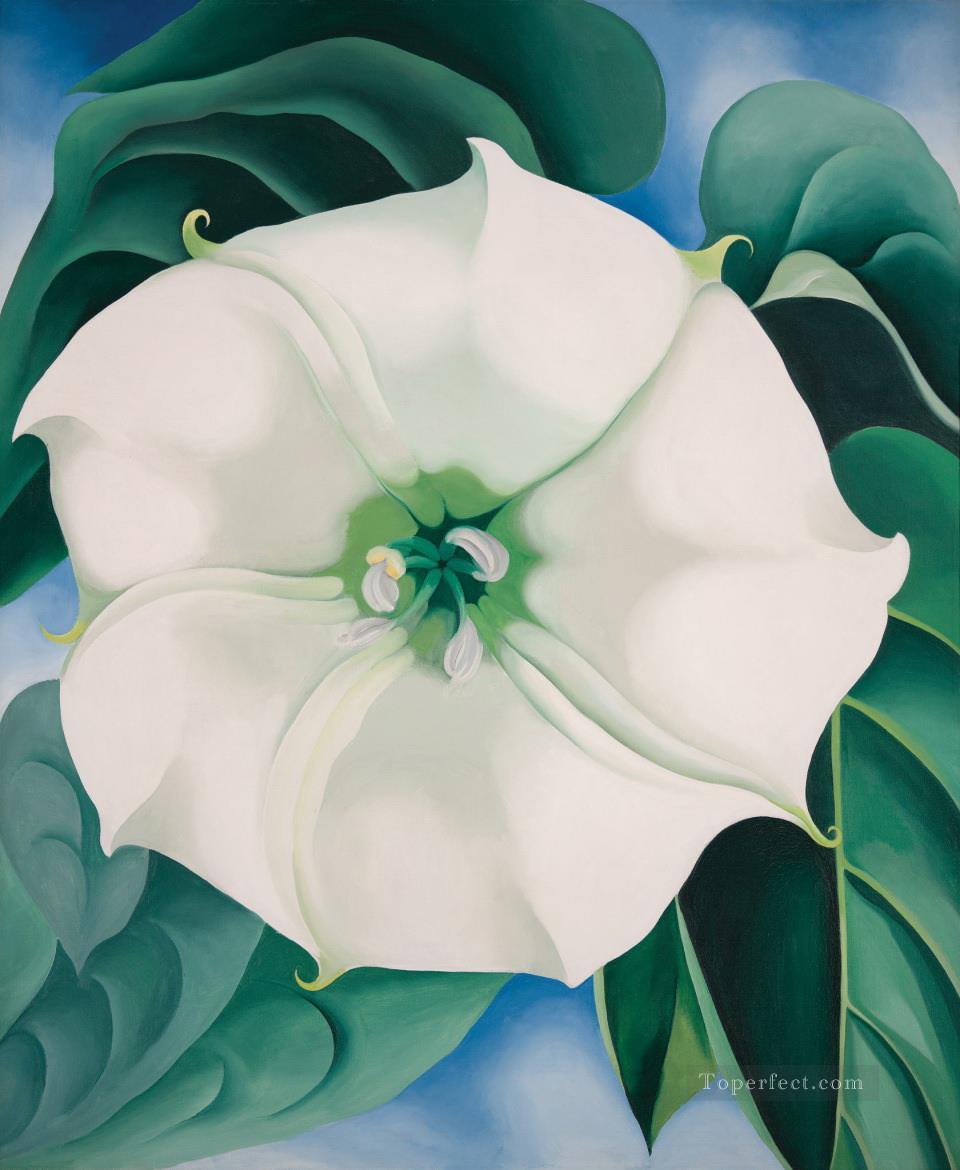 Jimson Weed White Flower No1 Georgia Okeeffe floral decoration Oil Paintings